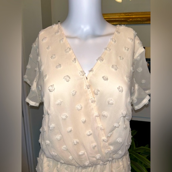 Romantic Dotted Swiss Cream Romper - Picture 2 of 9